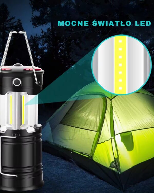 Lampka turystyczna biwakowa LED latarka 3w1
