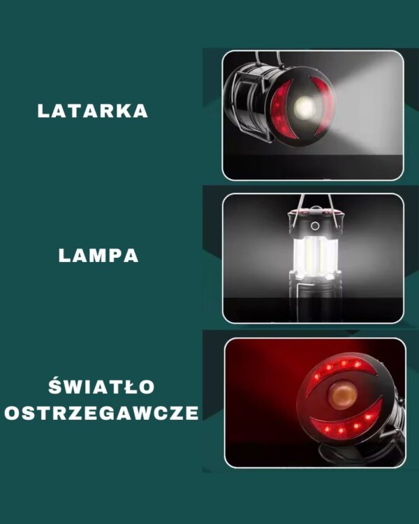 Lampka turystyczna biwakowa LED latarka 3w1