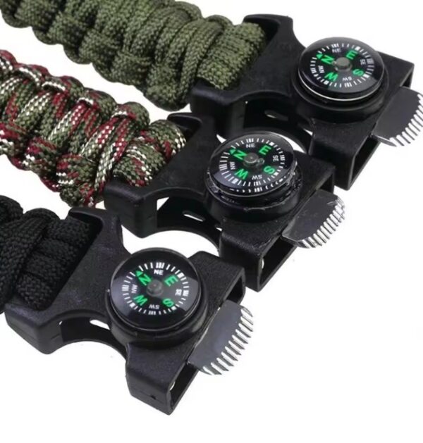 Bransoletka survival opaska 5w1 kompas krzesiwo linka ostrze