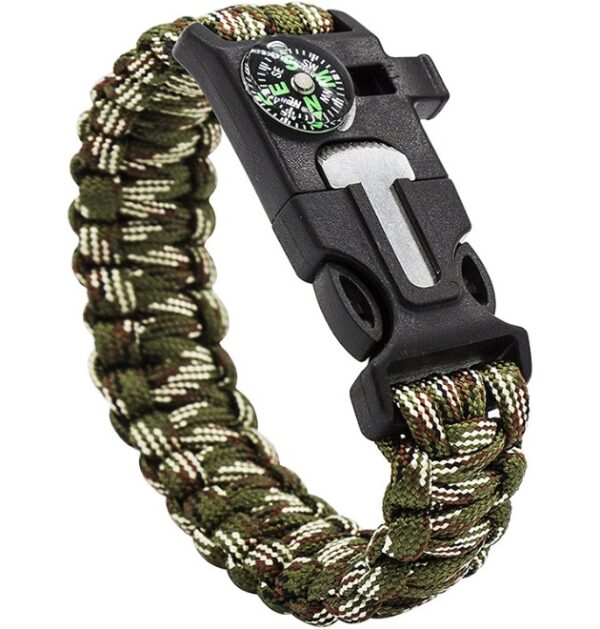 Bransoletka survival opaska 5w1 kompas krzesiwo linka ostrze