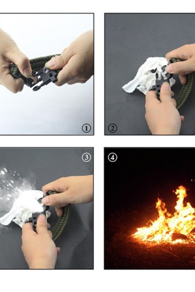 Bransoletka survival opaska 5w1 kompas krzesiwo linka ostrze