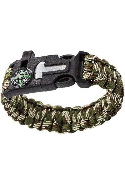 Bransoletka survival opaska 5w1 kompas krzesiwo linka ostrze