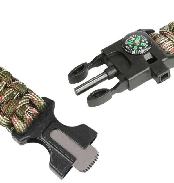 Bransoletka survival opaska 5w1 kompas krzesiwo linka ostrze