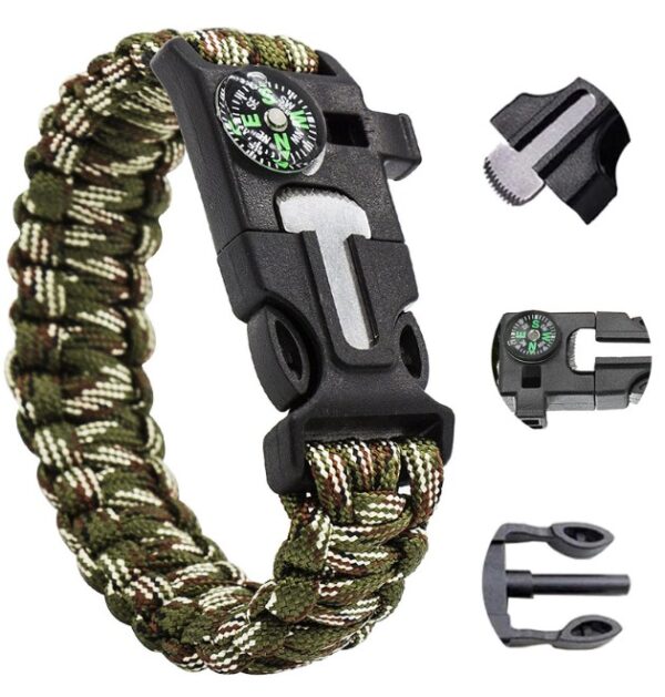 Bransoletka survival opaska 5w1 kompas krzesiwo linka ostrze