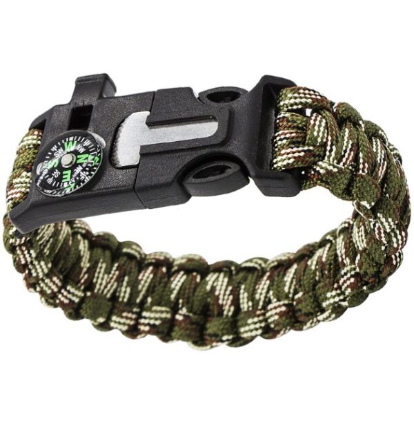 Bransoletka survival opaska 5w1 kompas krzesiwo linka ostrze