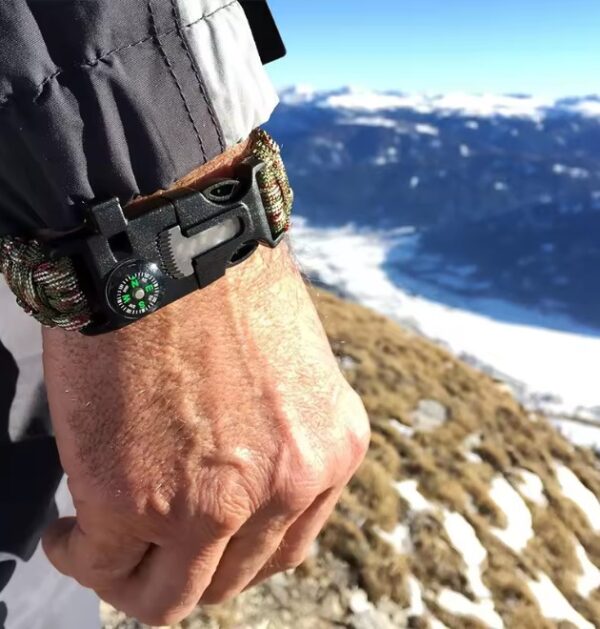 Bransoletka survival opaska 5w1 kompas krzesiwo linka ostrze