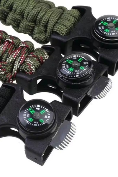 Bransoletka survival opaska 5w1 kompas krzesiwo linka ostrze