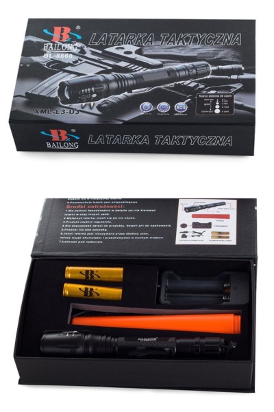 Latarka taktyczna bailong zoom led cree xm-l3-u3