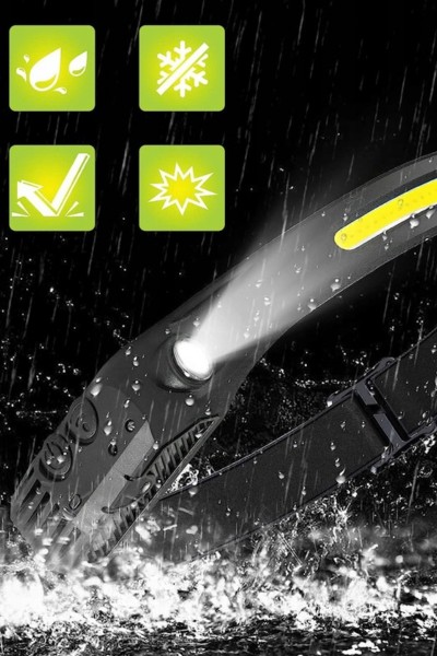 Latarka czołowa LED XPE + COB akumulatorowa z czujnikiem ruchu