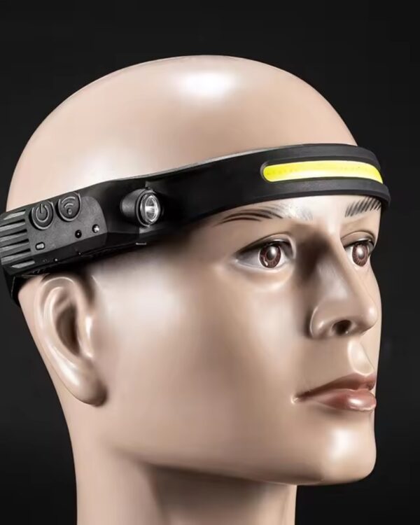 Latarka czołowa LED XPE + COB akumulatorowa z czujnikiem ruchu