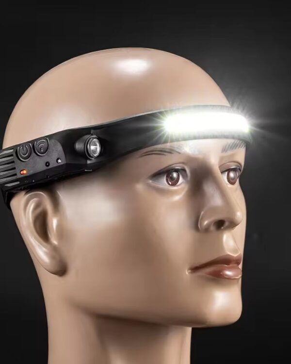 Latarka czołowa LED XPE + COB akumulatorowa z czujnikiem ruchu