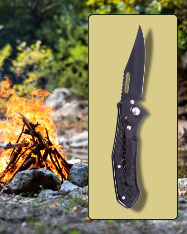 Nóż scyzoryk składany stalowy survival