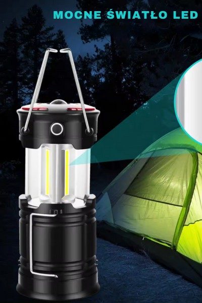 Lampka turystyczna biwakowa LED latarka 3w1